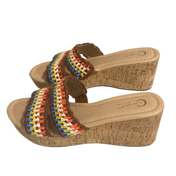 COMFORT EST. 1946 - SIZE 7.5 - CROCHET SANDAL WITH CORK HEEL PLATFORM - Picture 7 of 12